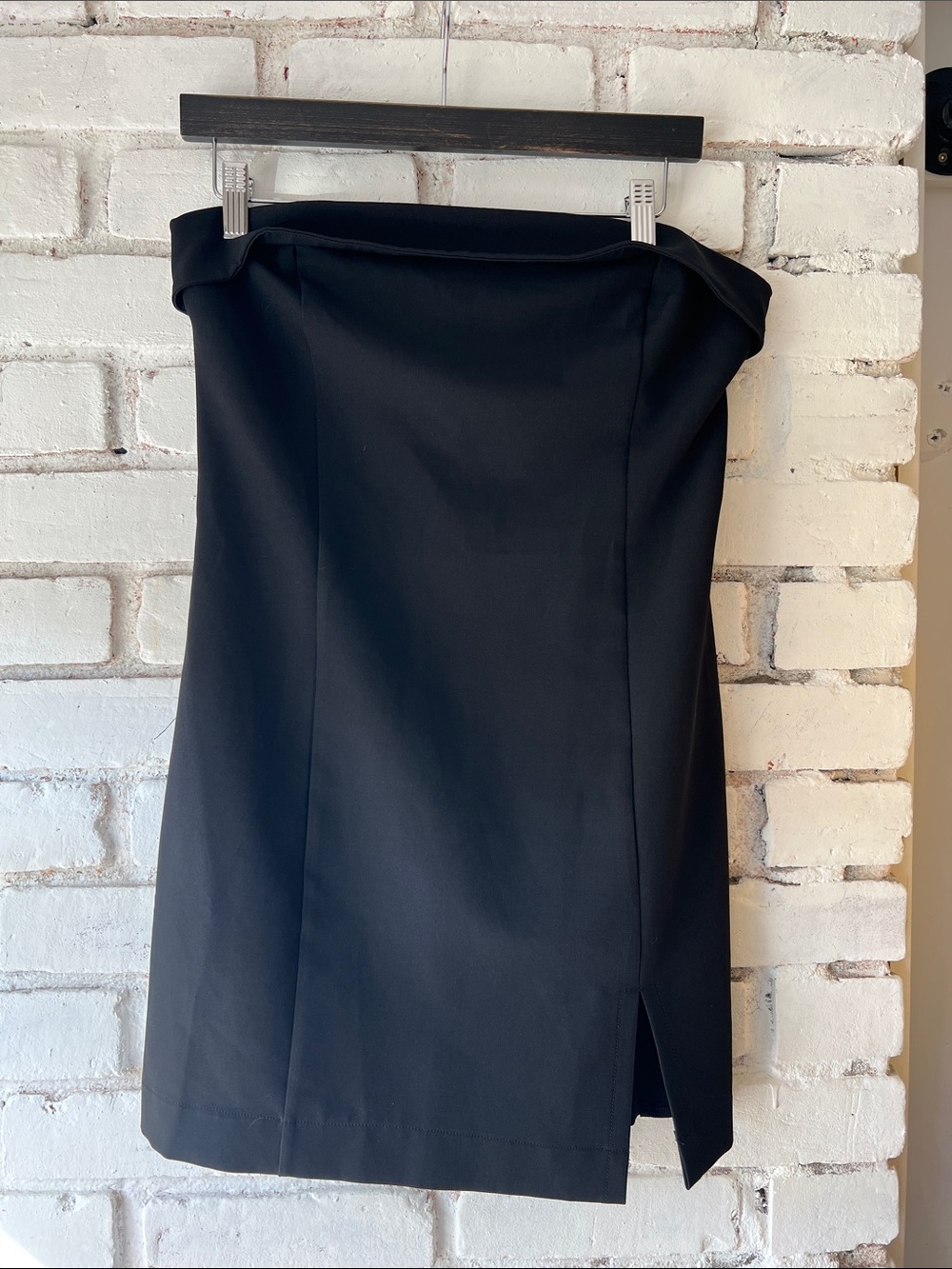 Black Strapless tube dress with Front Slit tube dress with slit
